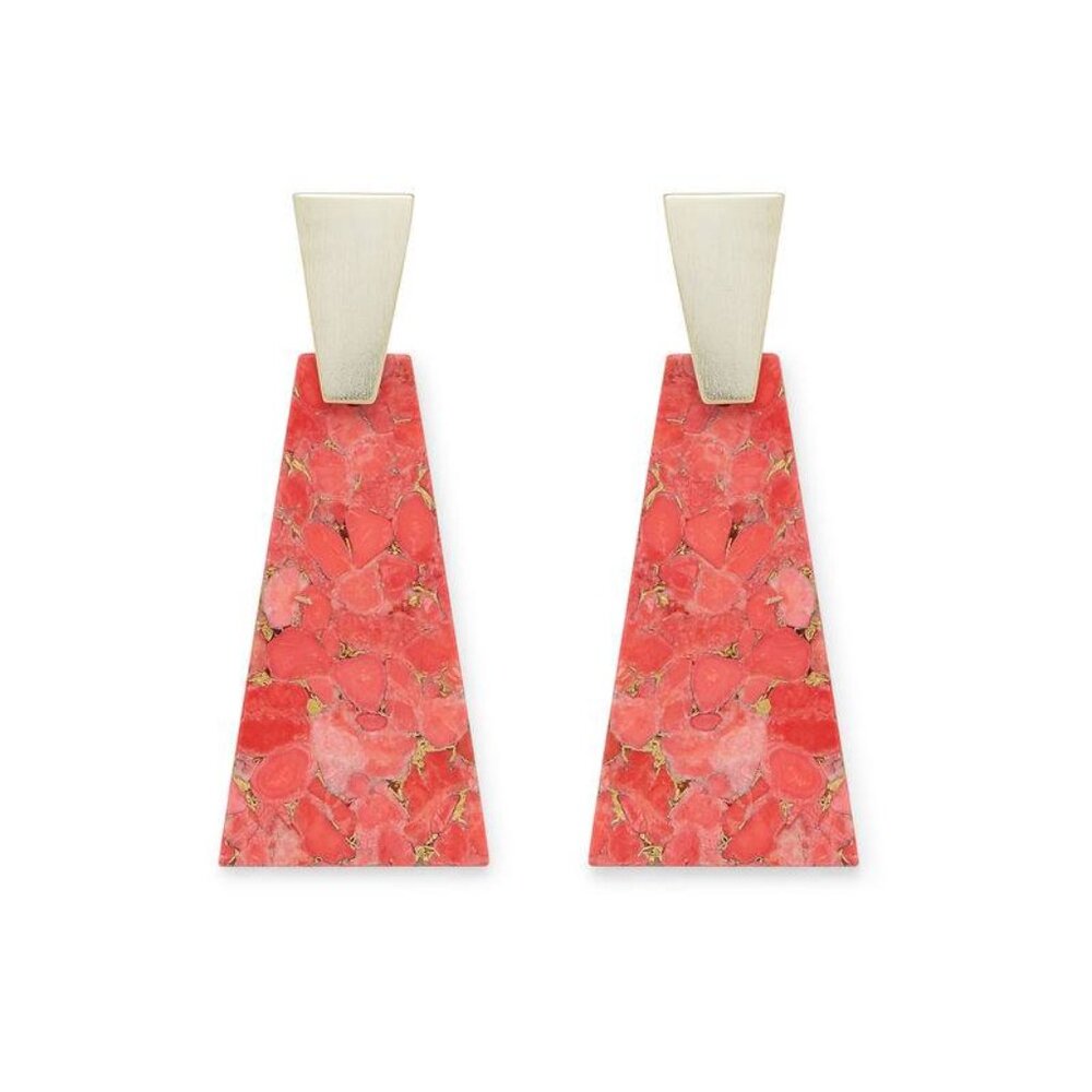 Kendra Scott Collins Bronze Veined Red Magnesite Dangle Earrings gold plated